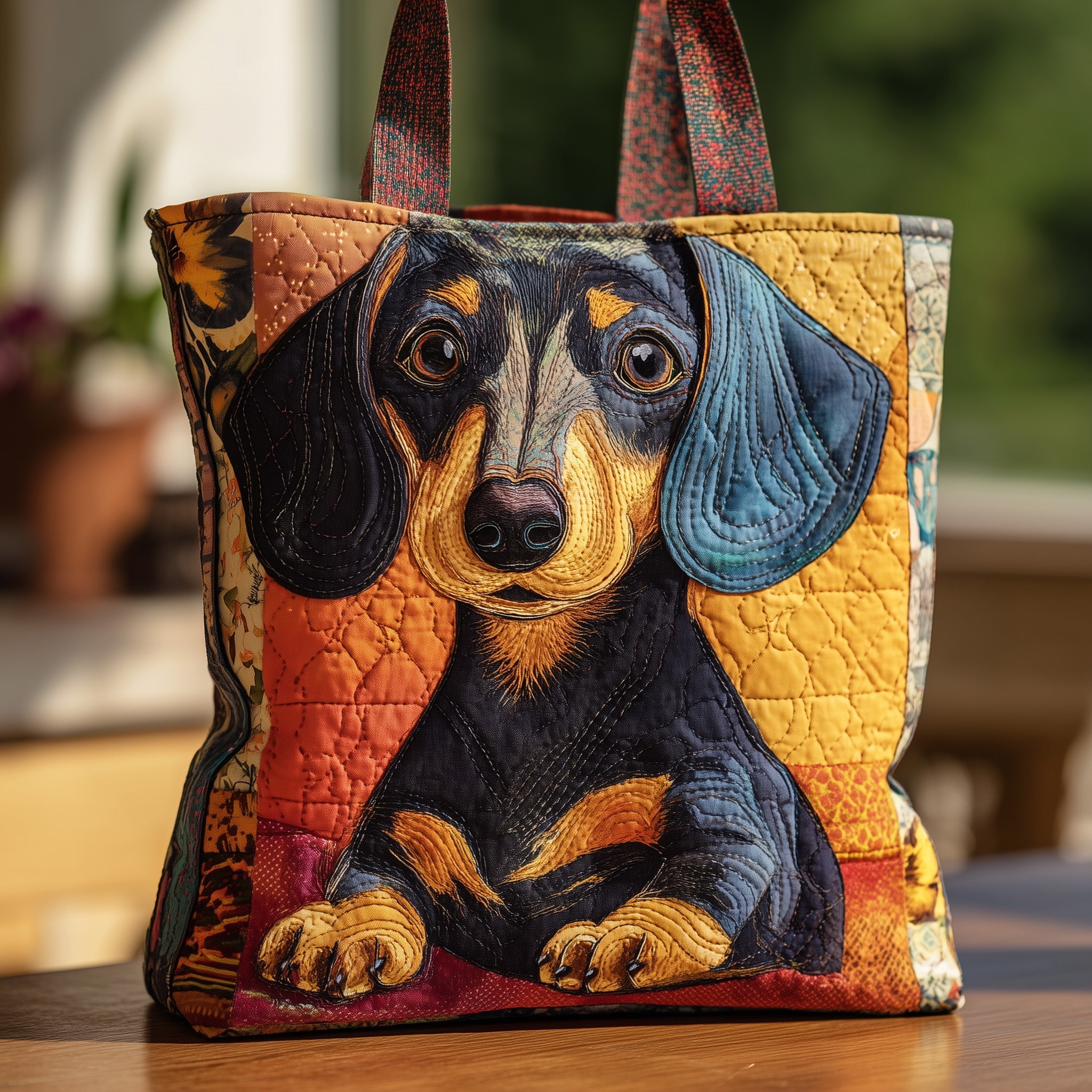 Adorable Dachshund Quilted Tote Bag Most Popular Tote Bags Gifts For Sausage Dog Lovers