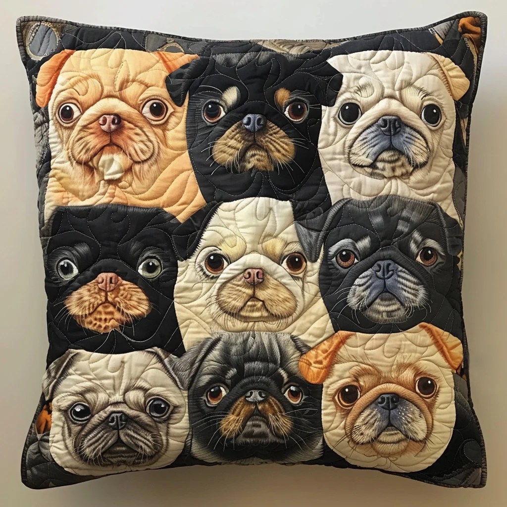 Adorable Dog Parade Quilted Pillow Case Home Decoration Pillow Cover Presents For Dog Owners