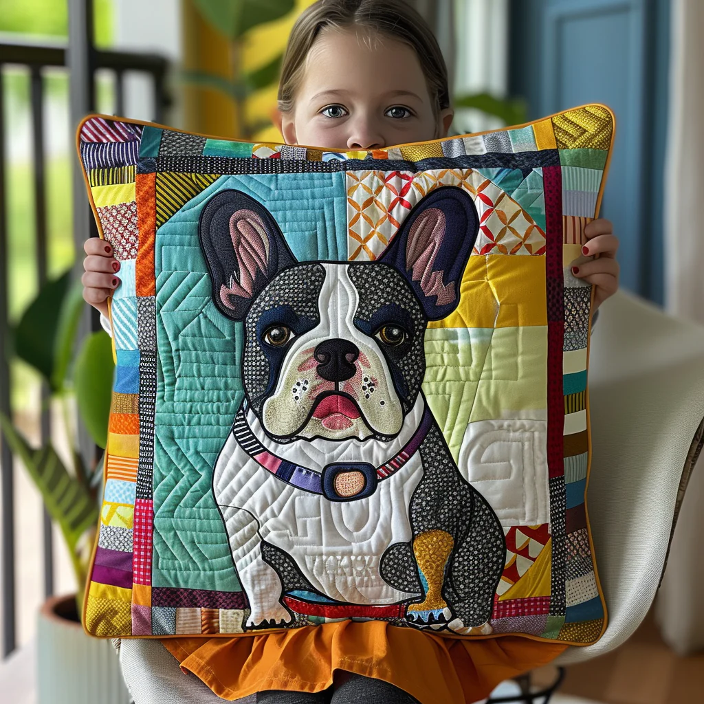 Adorable French Bulldog Quilted Pillow Case Trendy Home Decor Pillow French Bulldog Themed Gifts