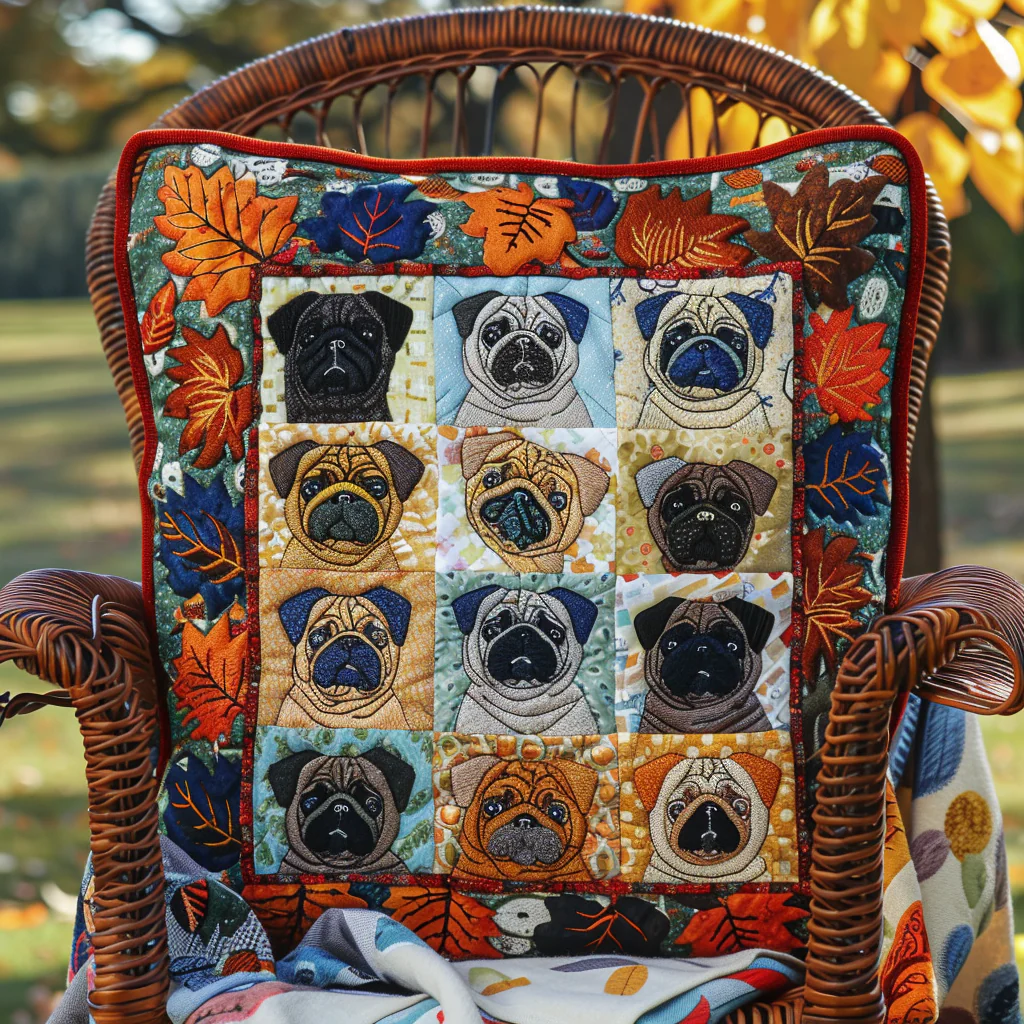 Adorable Pugs Quilted Pillow Case Autumn Farmhouse Decoration Cover Good Gifts For Dog Lovers