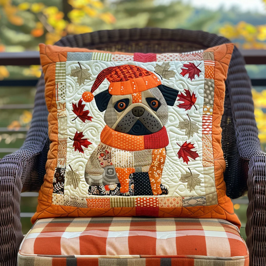 Adorable Pugs Quilted Pillow Case Autumn Living Room Decoration Best Presents For Dog Owners