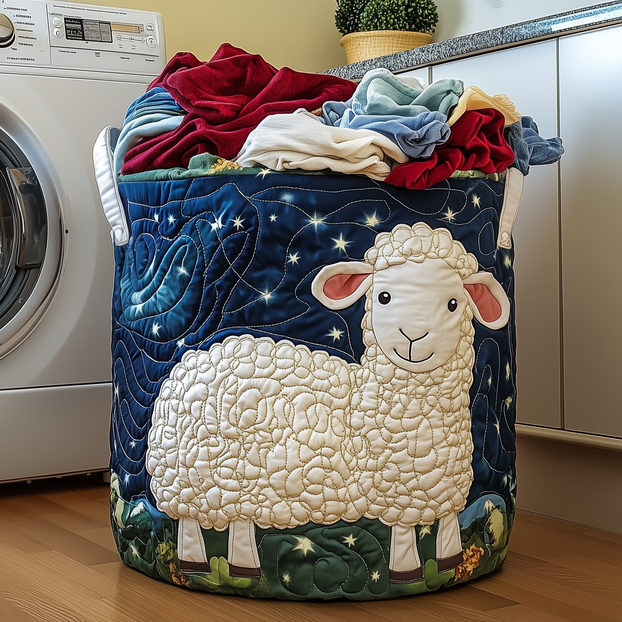 Adorable Sheep Quilted Laundry Basket Best Dirty Clothes Hamper Present For Sheep Lovers