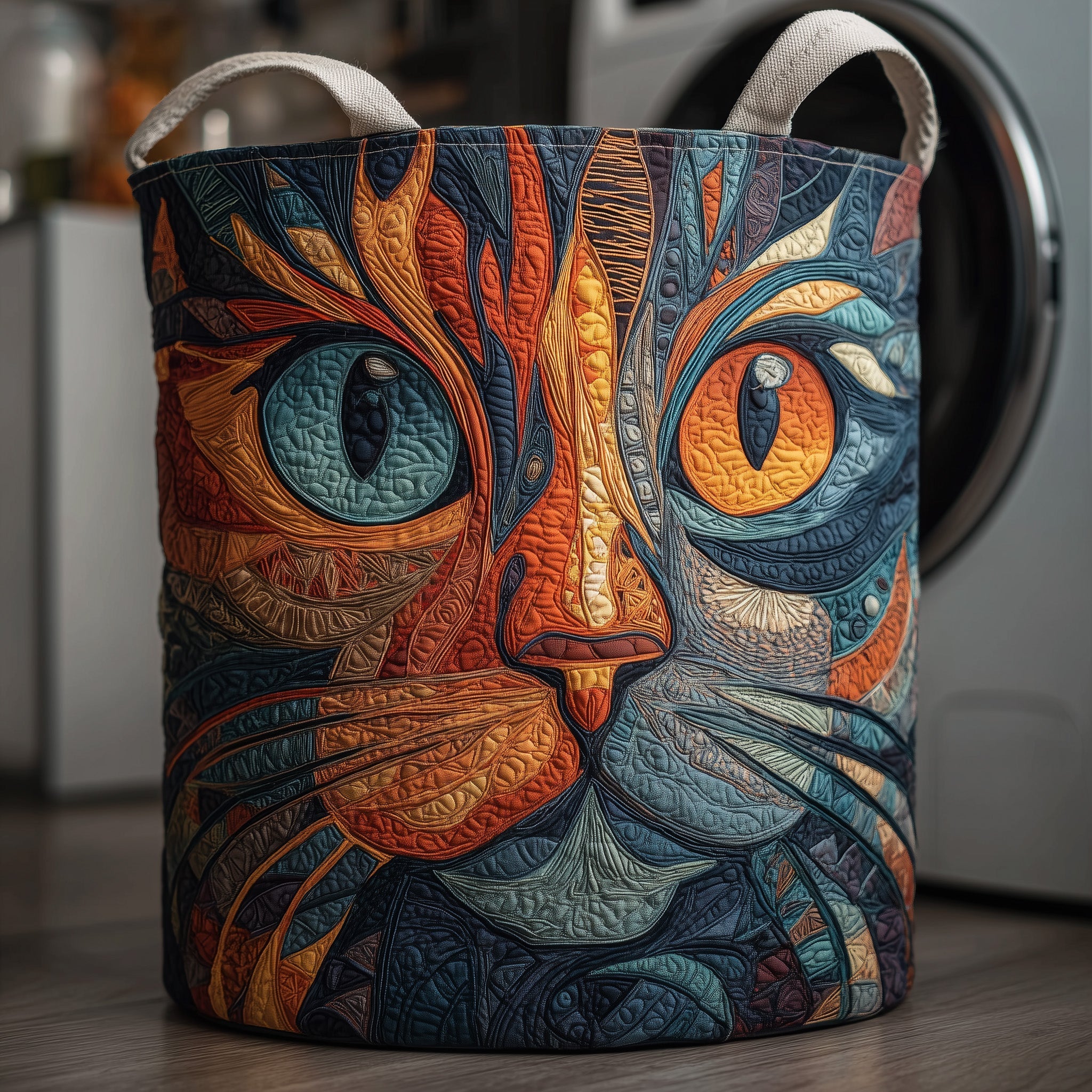 Aesthetic Cat Quilted Laundry Basket Unique Clothes Hamper Cat Things For Cat Lovers