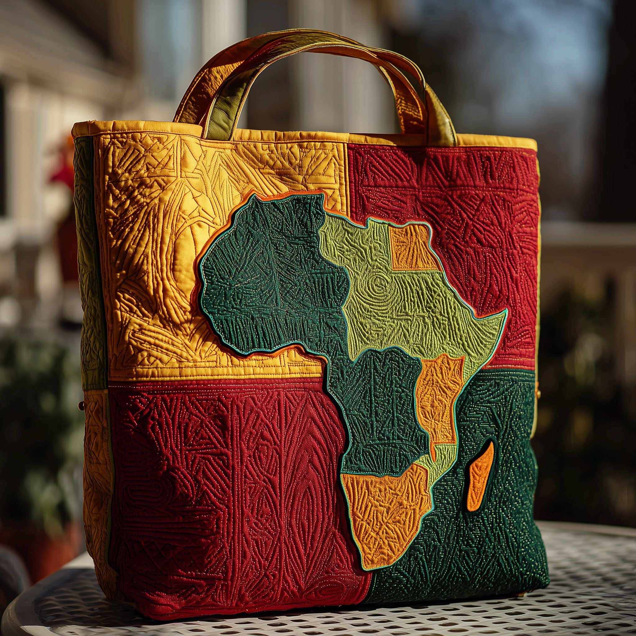 Africa Map Quilted Tote Bag African Pride Handbags For Women Black History Month Gifts