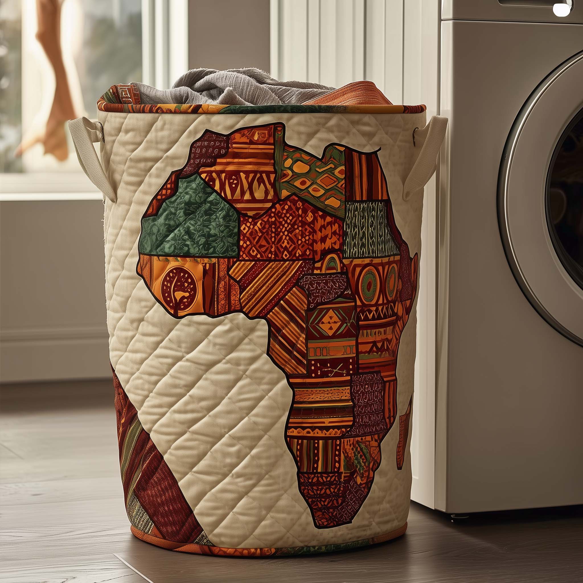 African Map Quilted Laundry Basket Black Pride Laundry Hamper Gifts For Black History Month