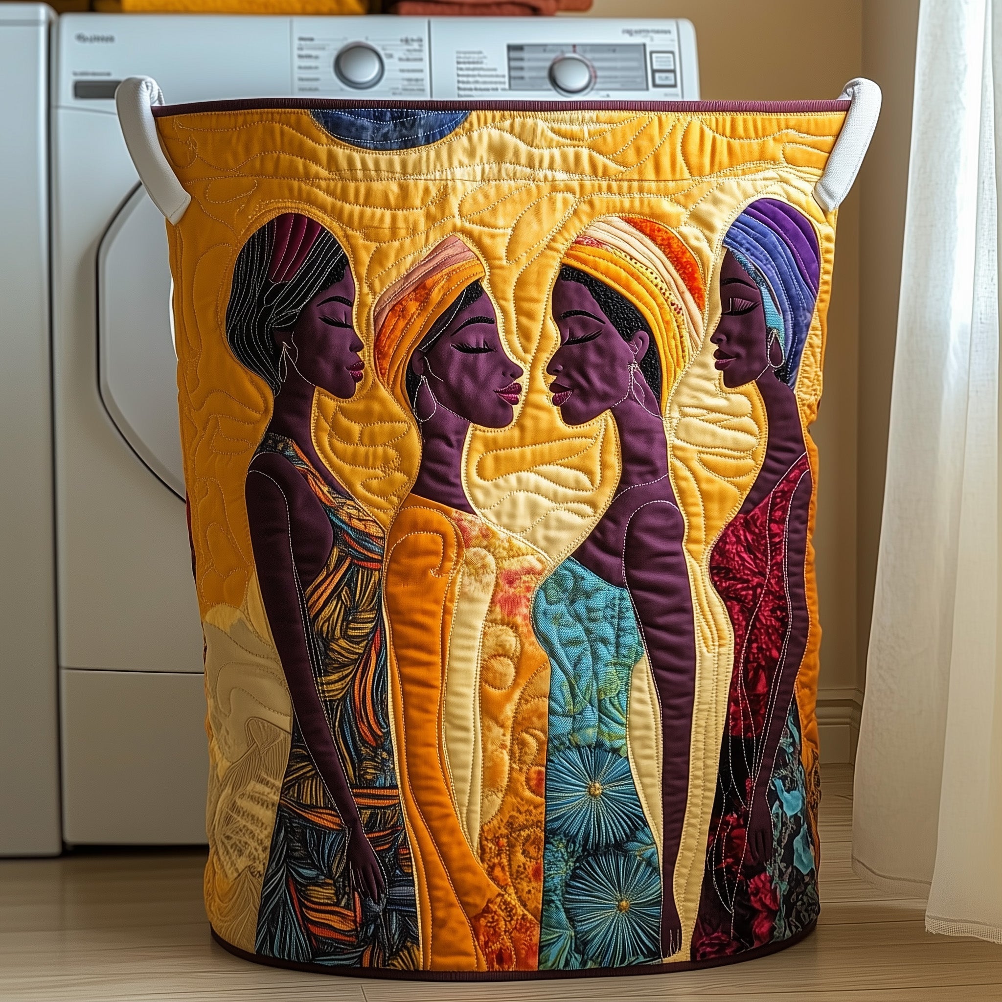 African Women Beauty Quilted Laundry Basket Laundry Hamper Black History Month Gifts