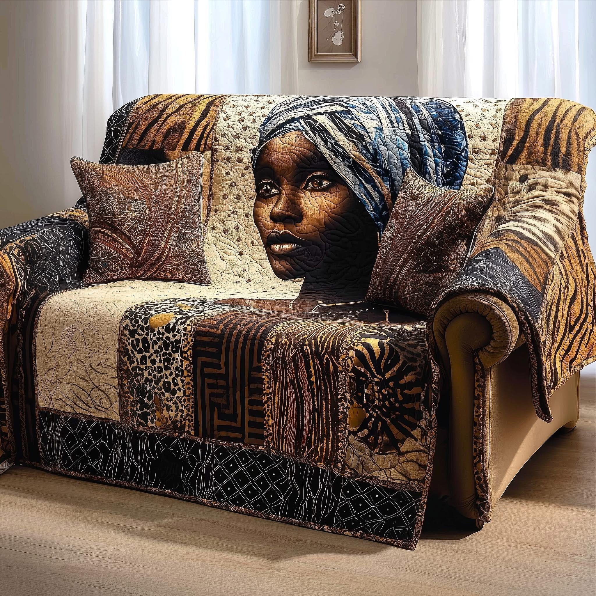African Women Quilted Sofa Cover Tribal Pattern Couch Covers Best African American Gifts