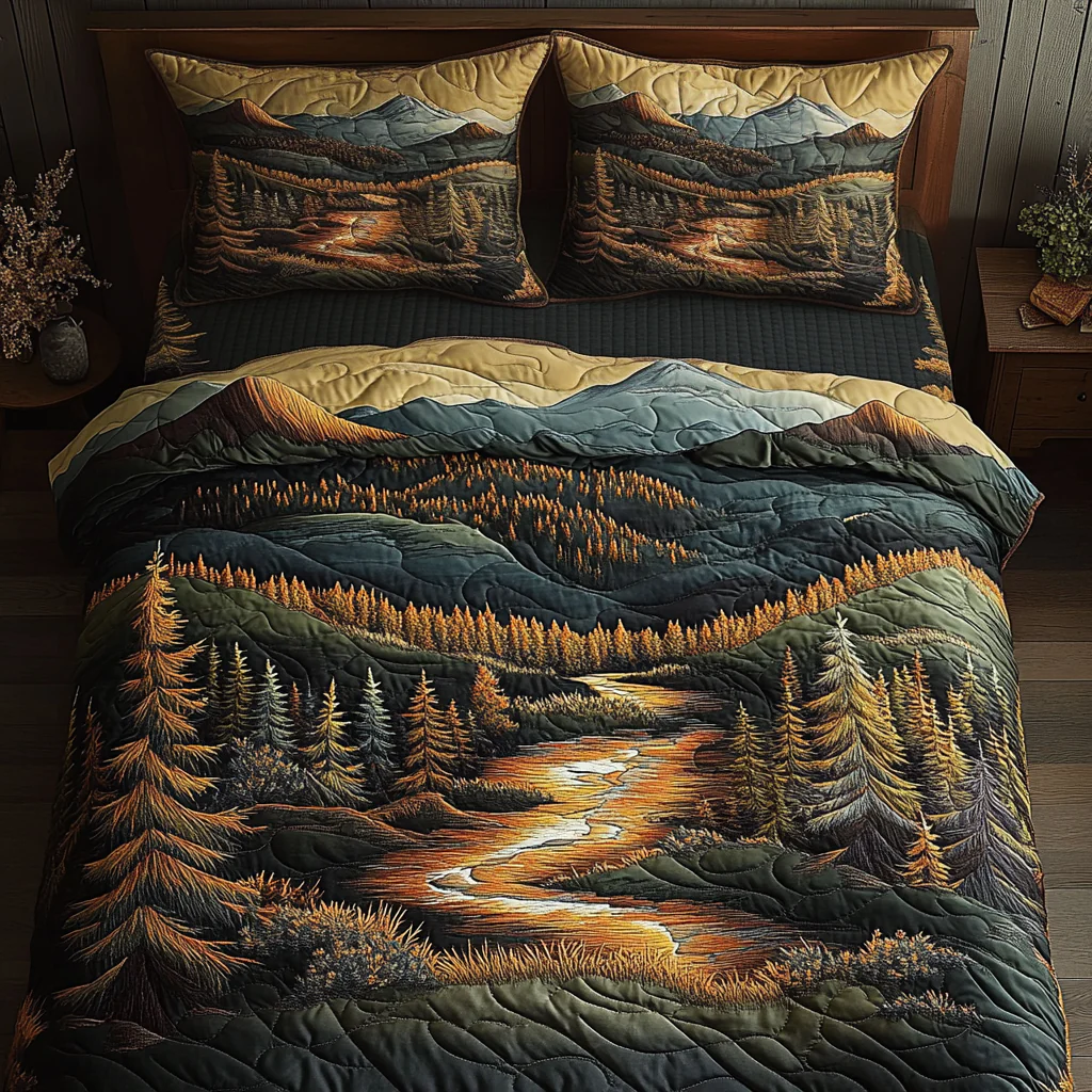 Alpine Flame Quilted Bedding Set Best Bedspread Set Gifts For Nature Lovers