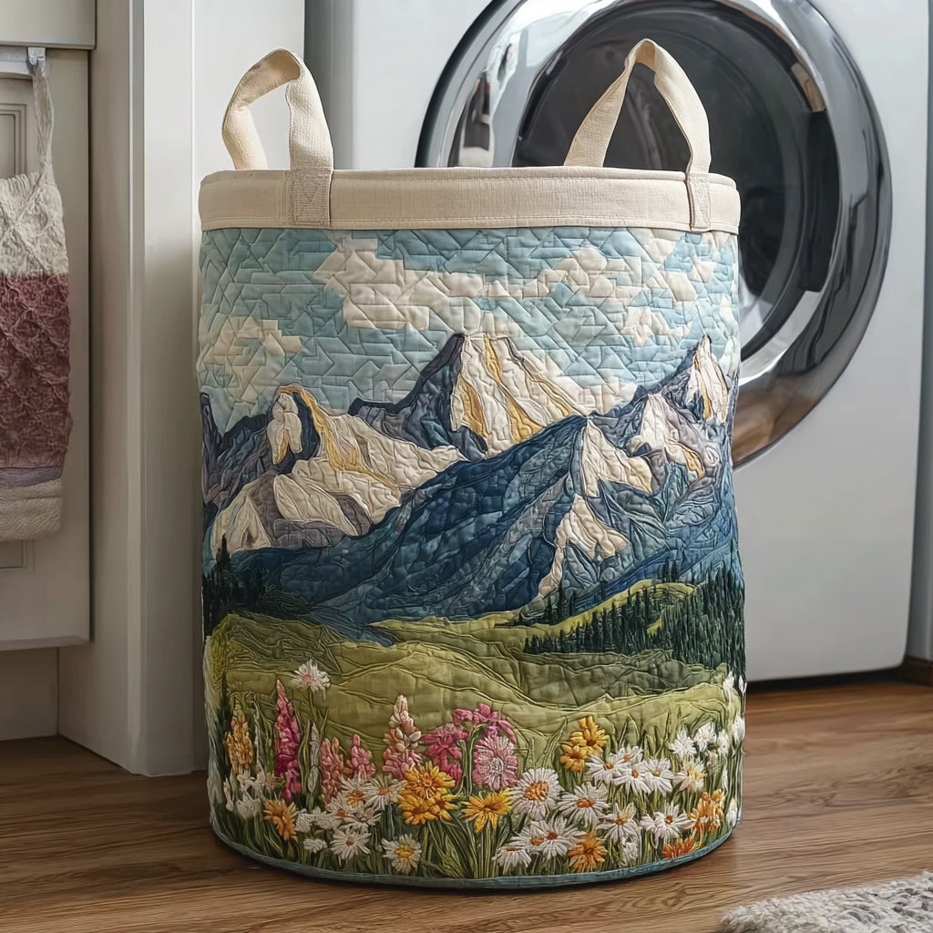 Alpine Meadow Mountain Floral Laundry Basket Best Modern Laundry Hamper Family Gifts