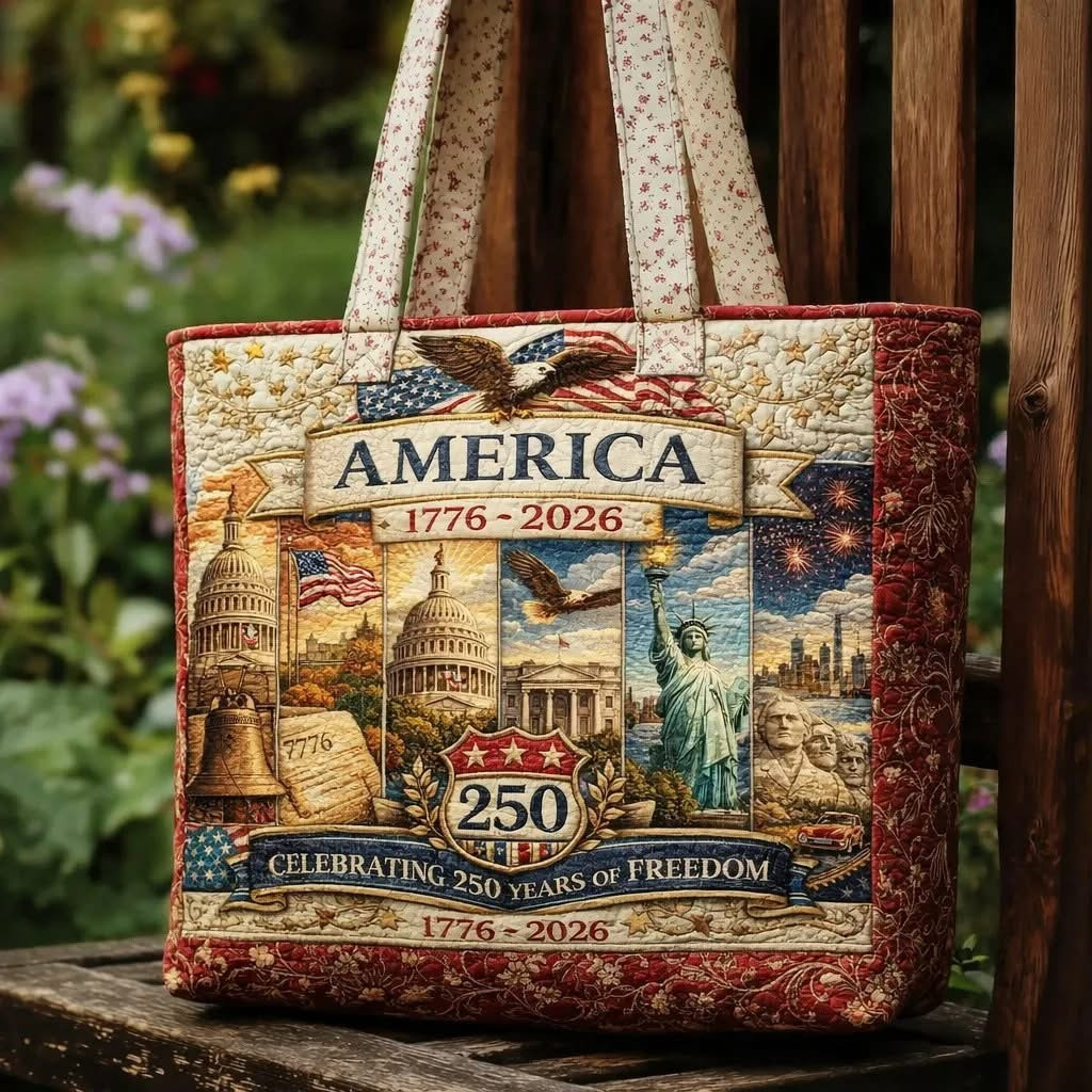 America Celebrating 250 Years Of Freedom Quilted Tote Bag 1776 2026 Patriotic Gifts For Mom