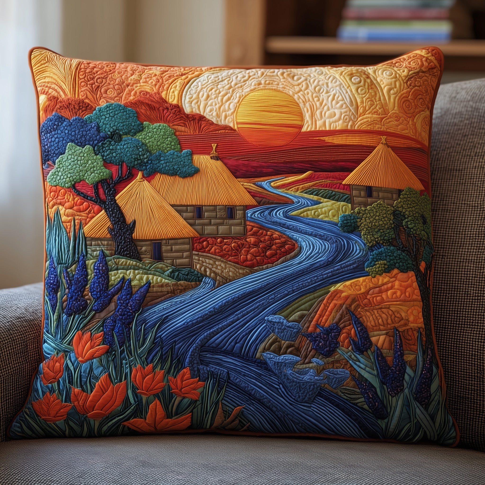 Ancestral Grounds Quilted Pillow Case Throw Pillow Cover ItemBest Presents For Grandmas