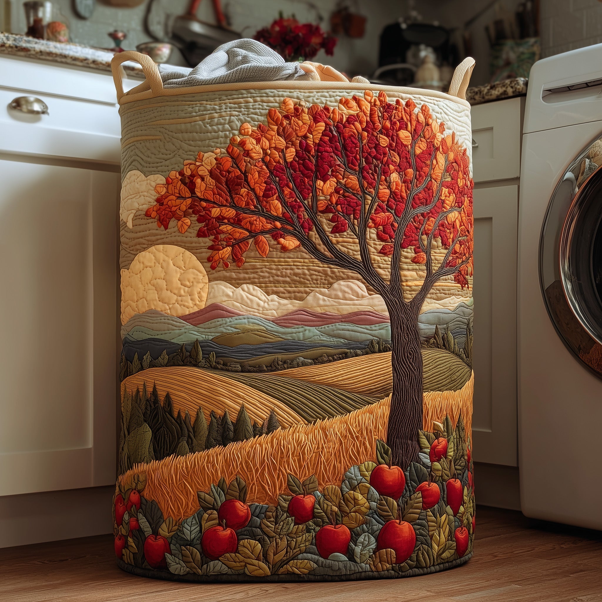 Apple Hills Quilted Laundry Basket Nature Lovers Clothes Hamper Housewarming Gifts