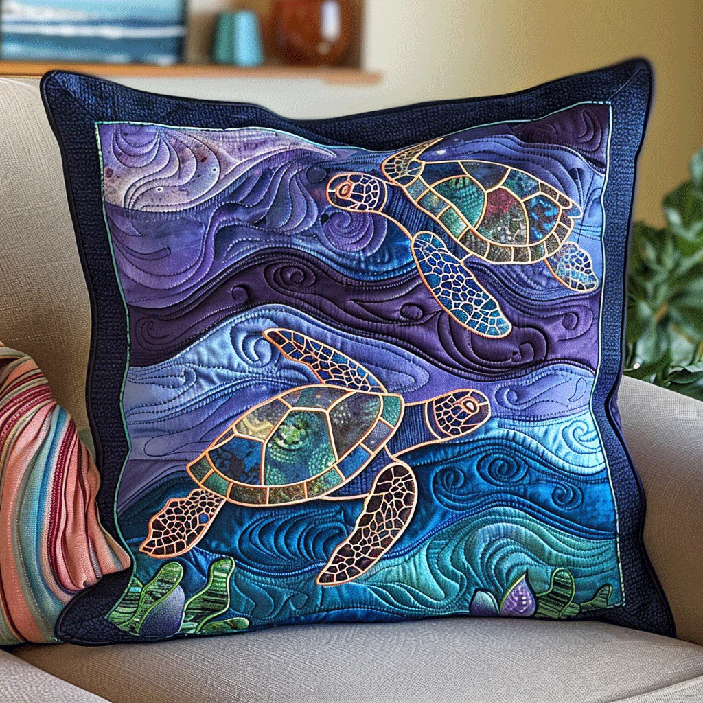 Aqua Adventure Quilted Pillow Cover Living Room Decorative Unique Gifts For Women
