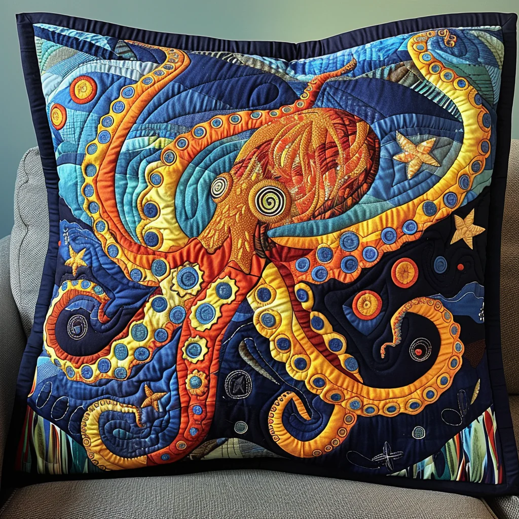 Aqua Aura Quilted Pillow Case Home Decoration Accent Gift Ideas For Sea Animals Lover