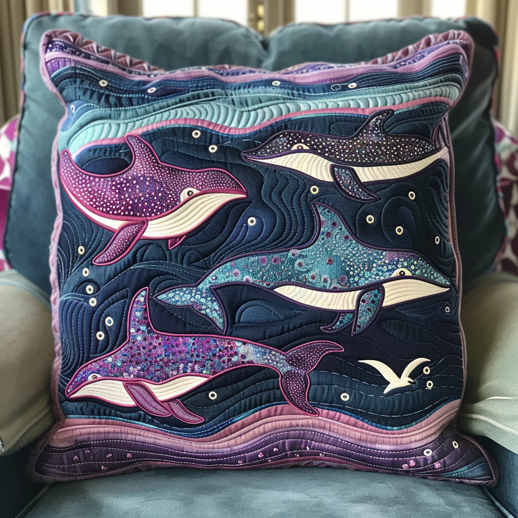 Aqua Dreamscape Quilted Pillow Case Seaside Living Room Decor Best Gifts For Beach Lovers