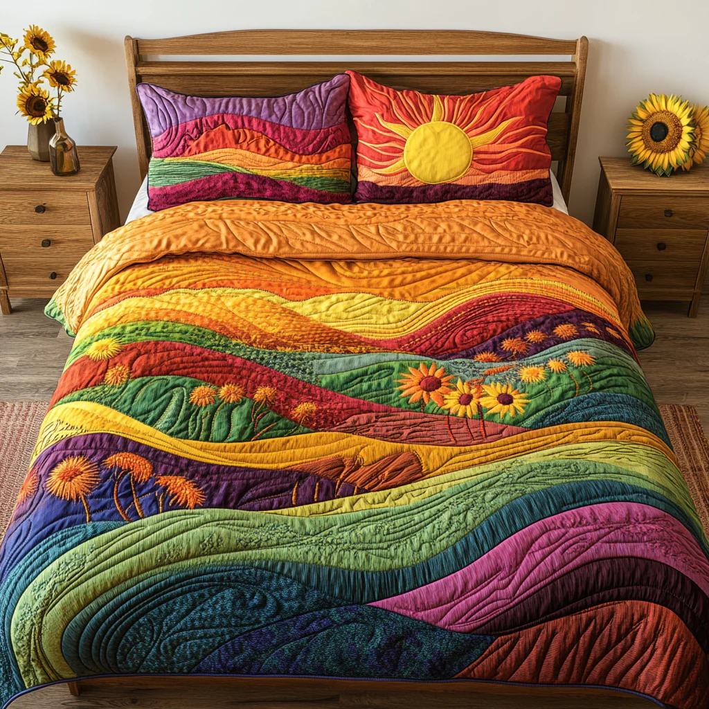 Autumn Escape Quilted Bedding Set Colorful Bedspread Set Gifts For My Mother In Law