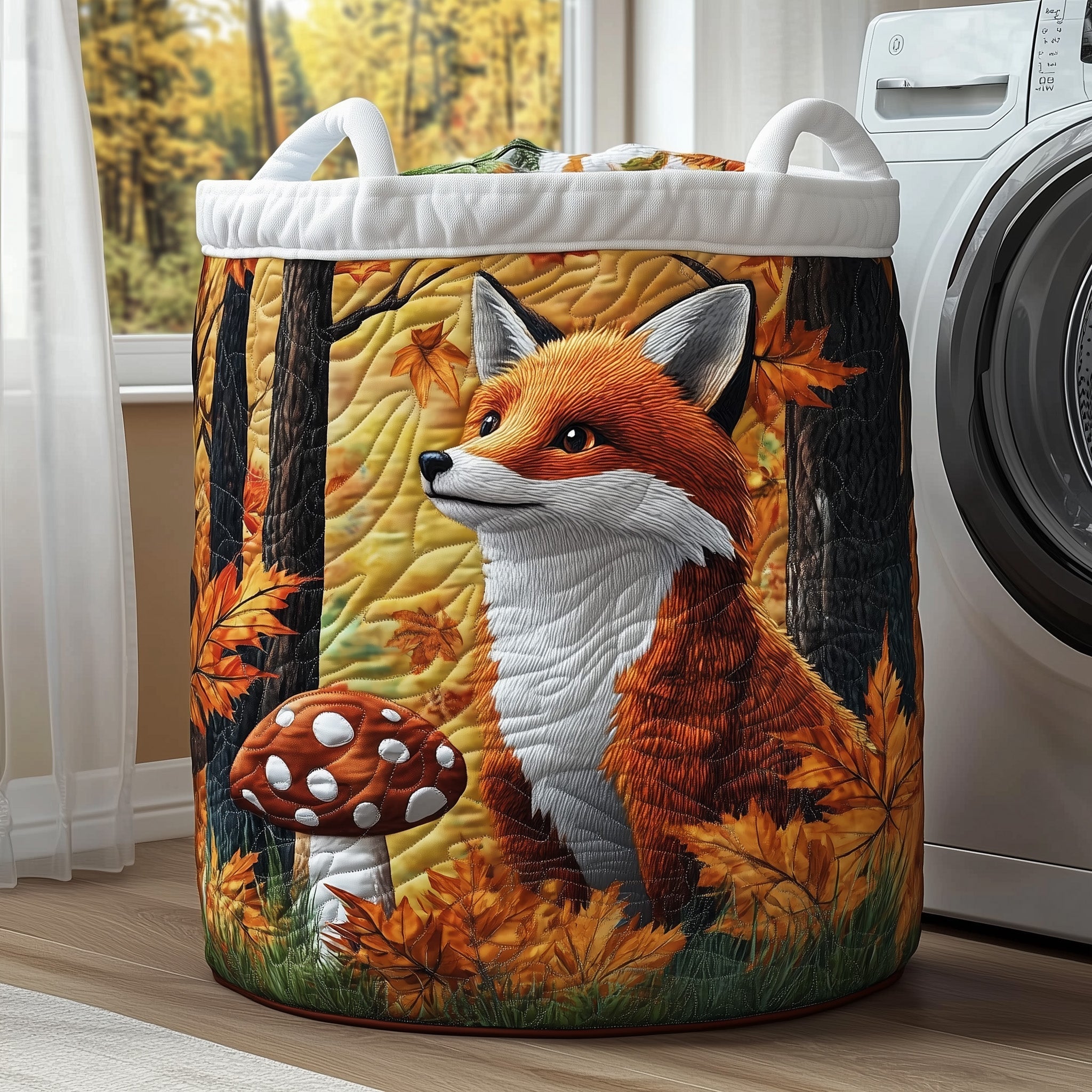 Autumn Fox Quilted Laundry Basket Woodland Clothes Hamper Best Gifts For Fox Lovers