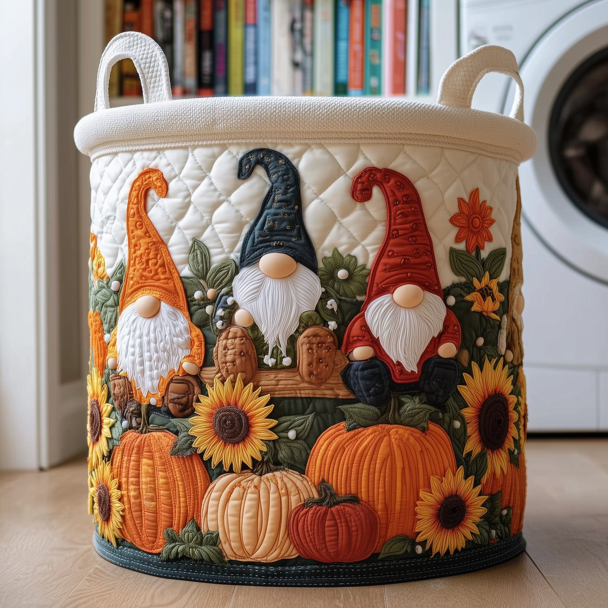 Autumn Gnome Quilted Laundry Basket Pumpkin Clothes Hamper Thanksgiving Gifts Ideas