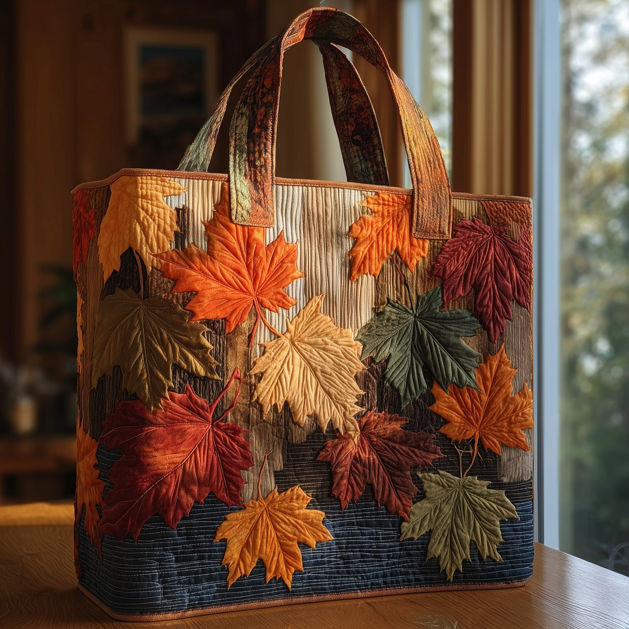Autumn Leaves Quilted Tote Bag Cool Tote Bags For Women Birthday Gifts For Mom