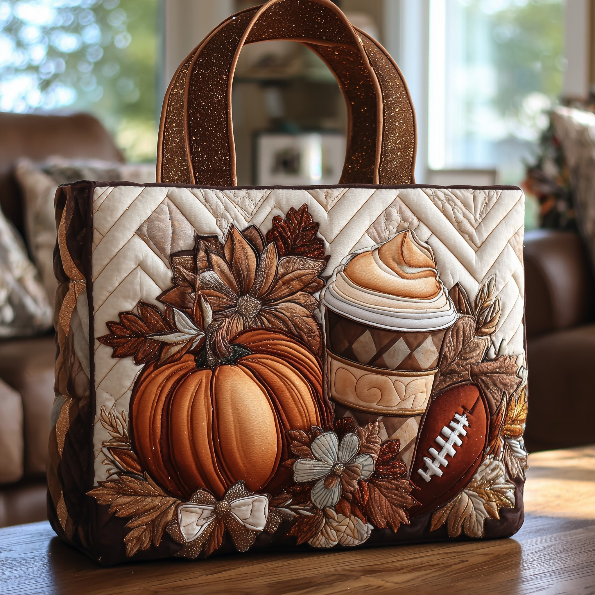 Autumn Lovers Football Coffee Quilted Tote Bag Best Totes For Women Gifts For Wife