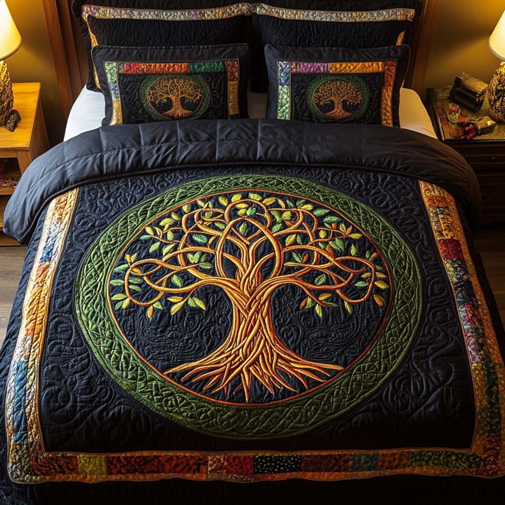 Autumn Majesty Quilted Bedding Set Best King Sheets Tree Of Life Themed Gifts