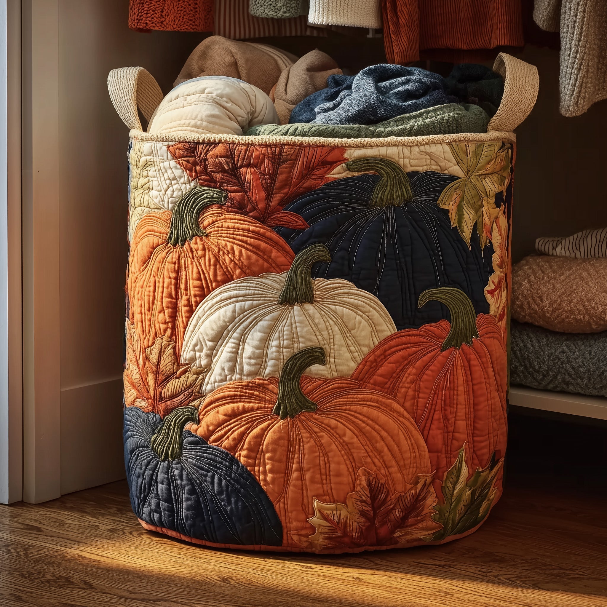 Autumn Pumpkin Quilted Laundry Basket Unique Laundry Hamper Present For Wife