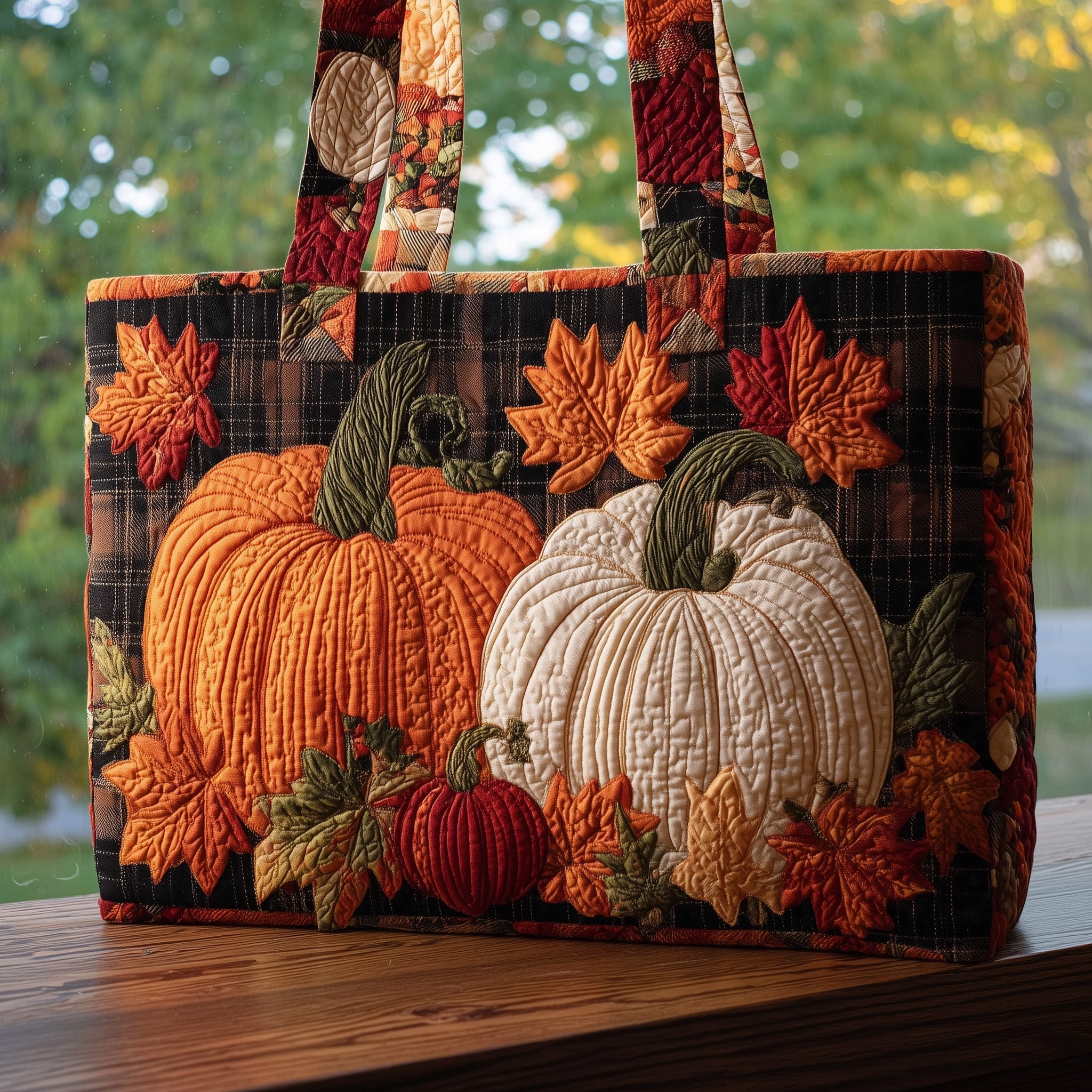 Autumn Pumpkin Quilted Tote Bag Best Ladies Tote Bags Thanksgiving Gifts For Teachers