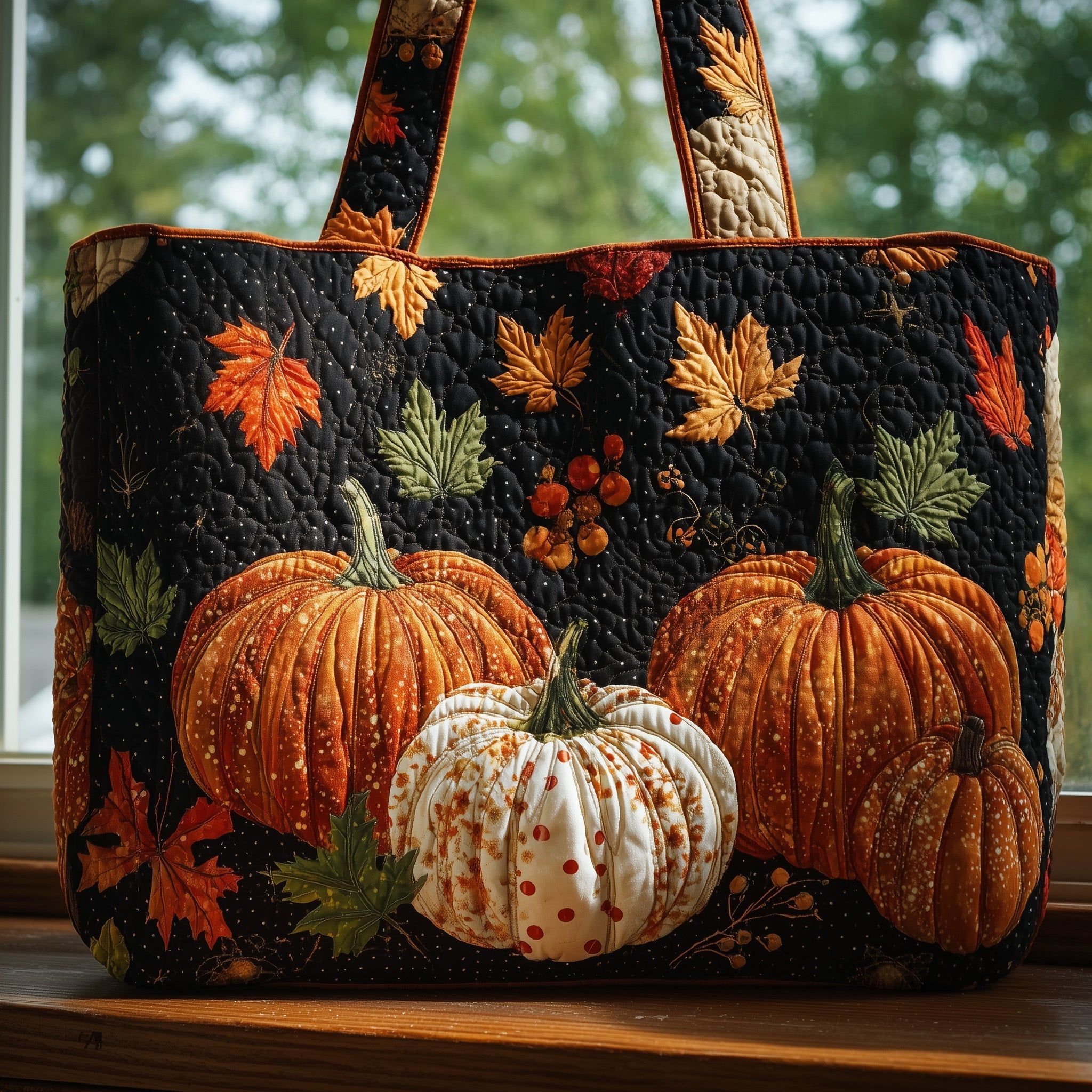 Autumn Pumpkin Quilted Tote Bag Nice Tote Bags Cute Fall Gifts For Girlfriend