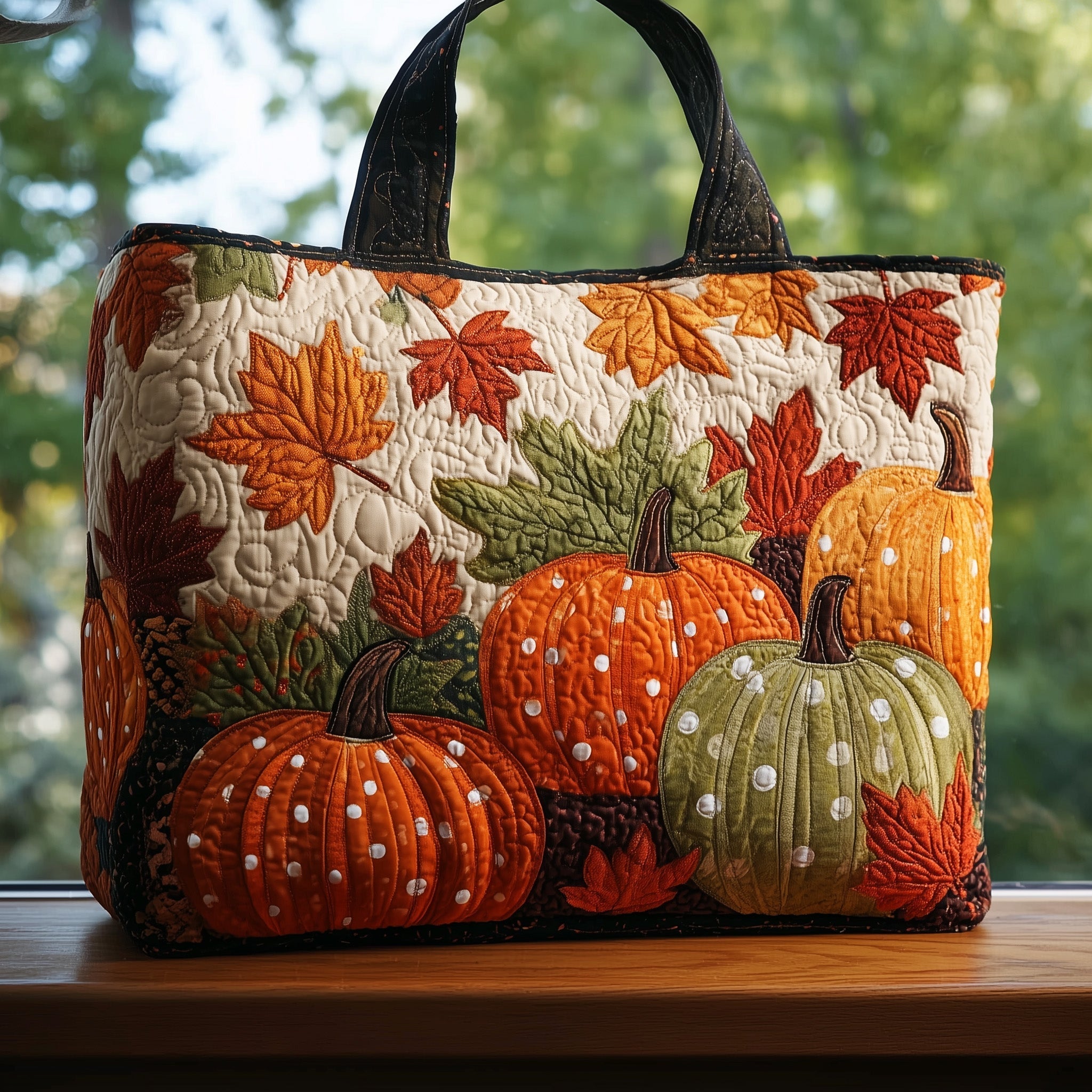 Autumn Pumpkin Quilted Tote Bag Popular Womens Tote Bags Cozy Fall Gift Ideas