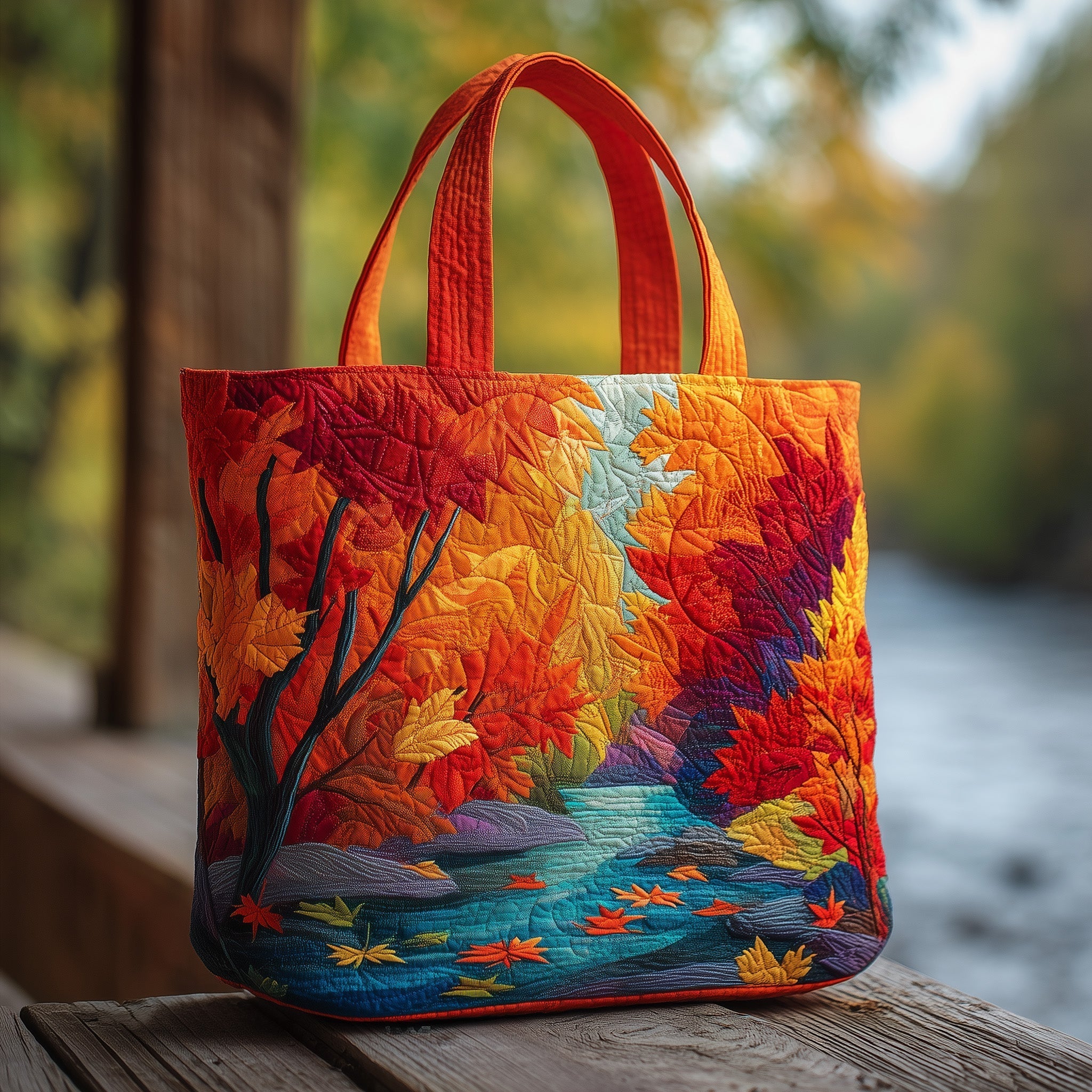 Autumn River Quilted Tote Bag Best Handbag For Women Unique Fall Gifts