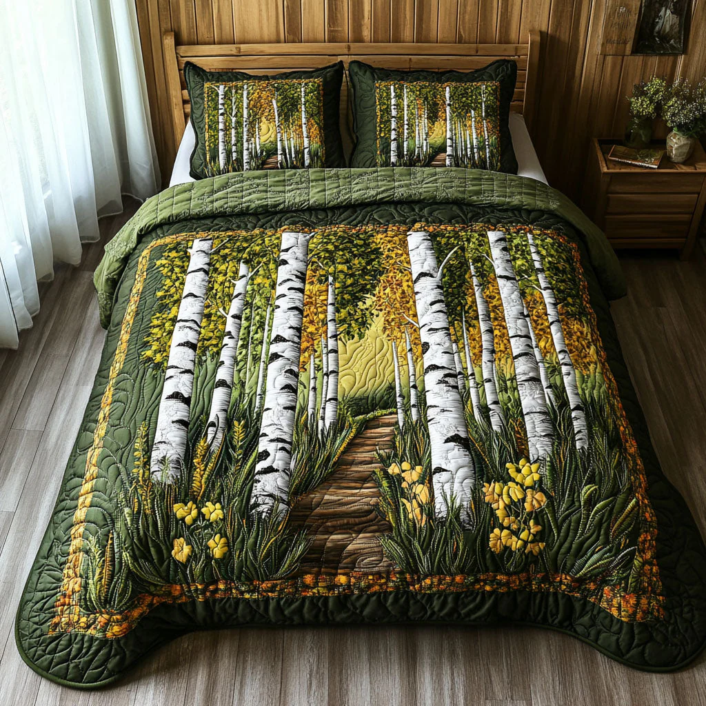 Autumn Walk Quilted Bedding Set Best Bed Sheet Set Bedroom Decor Gifts For Dad