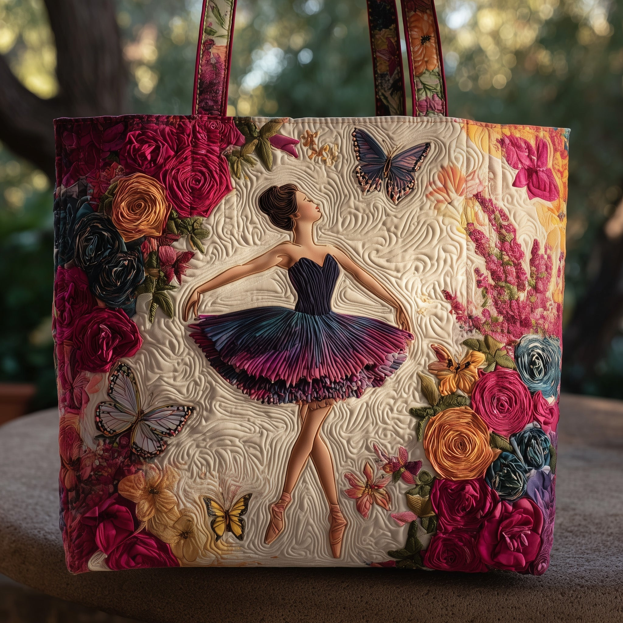Ballet Bloom Quilted Tote Bag Best Tote Bags For Women Ballet Related Gifts