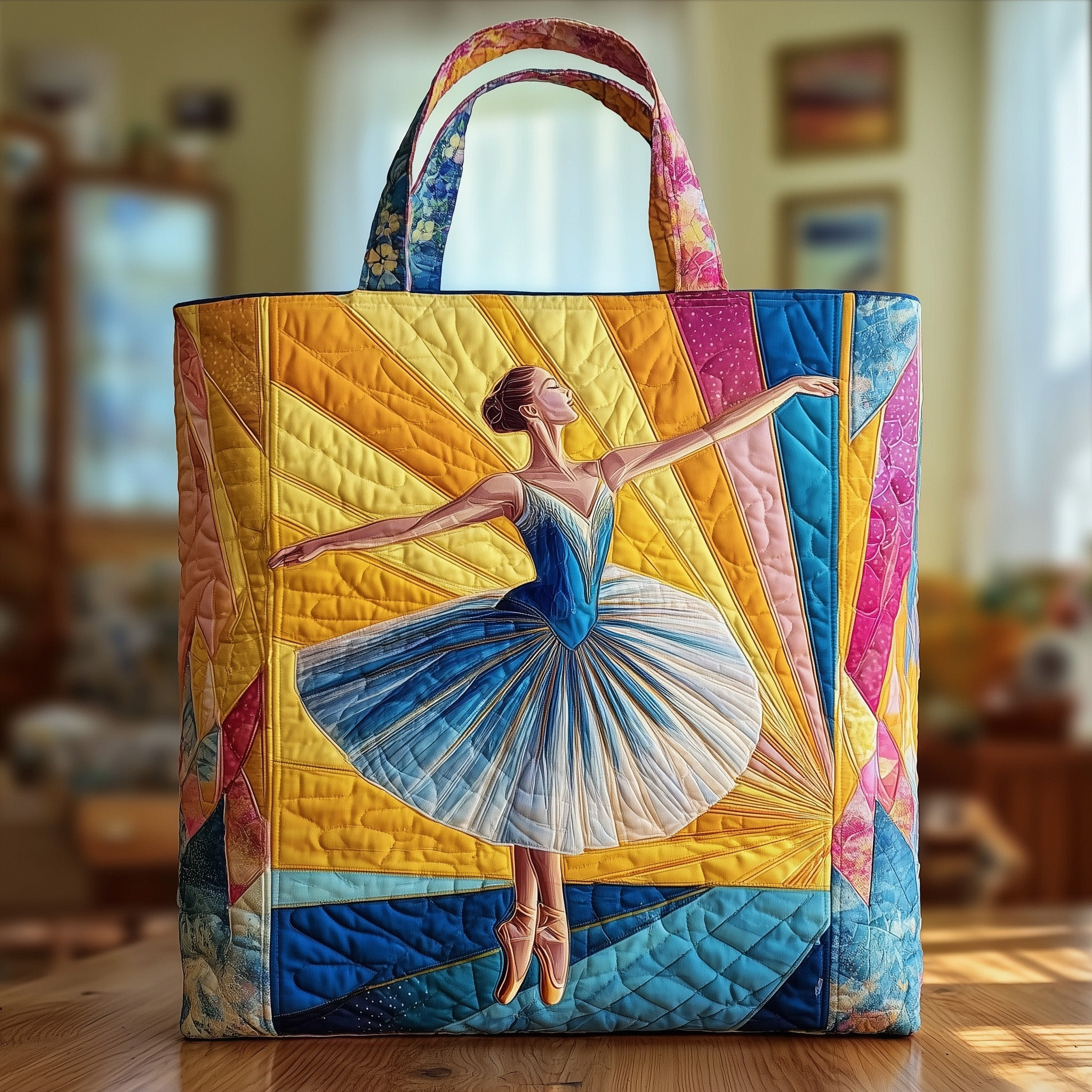 Ballet Queen Quilted Tote Bag Colorful Handbags Gifts For Ballet Dancers