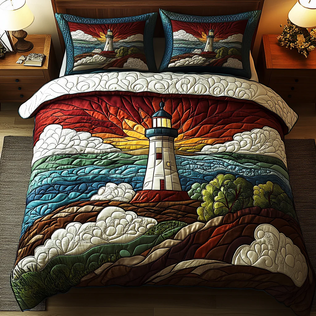 Beacon Glow Quilted Bedding Set Best King Bedding Sets Best Lighthouse Gift Items