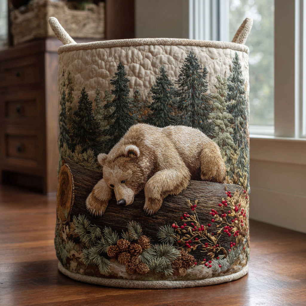 Bear Valley On Wood Forest Laundry Basket Fabric Hamper Bear Gifts For Mom Mothers Day