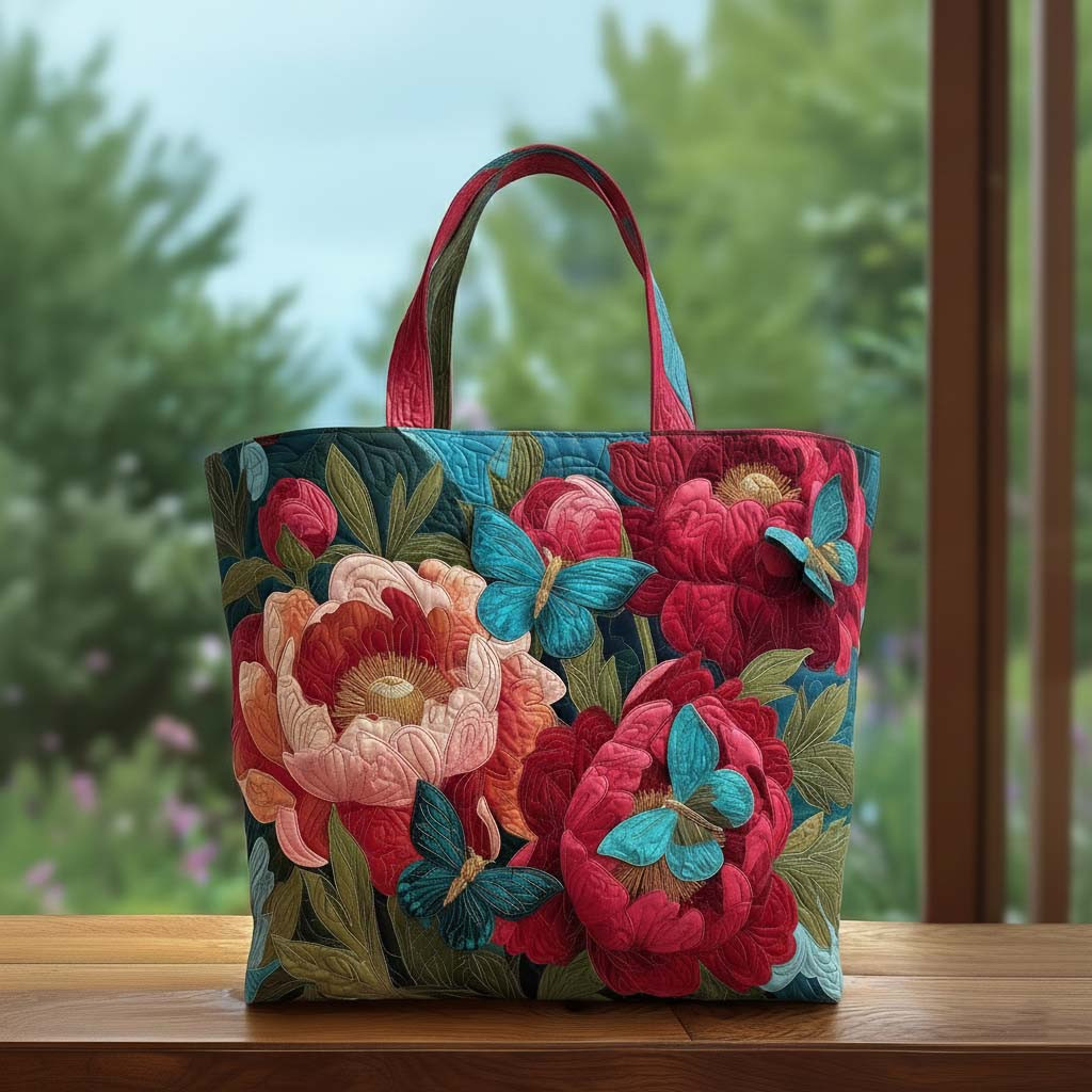 Beauty Butterfly Quilted Tote Bag Colorful Floral Handbags Best Gifts For Mother In Law