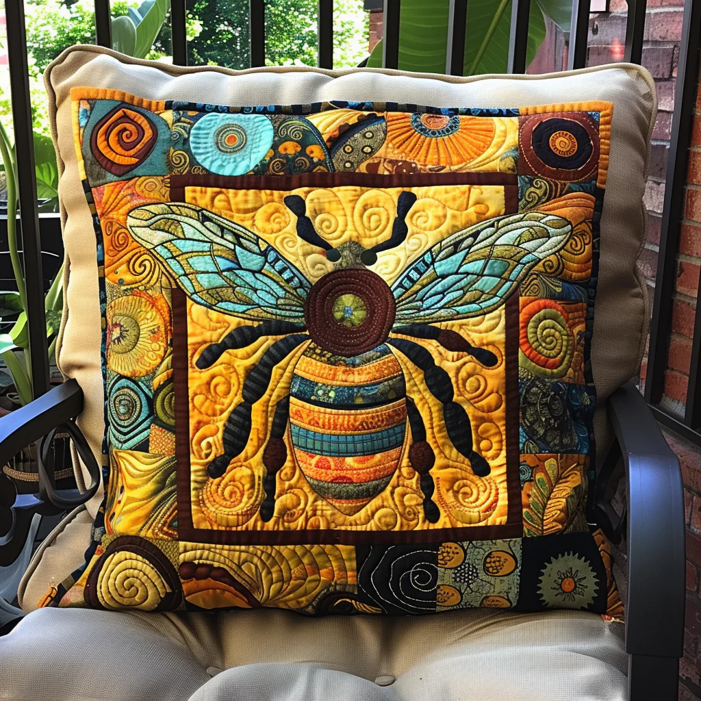 Bee Bliss Quilted Pillowcase Country Style Throw Pillow Cover Gifts For Beekeepers