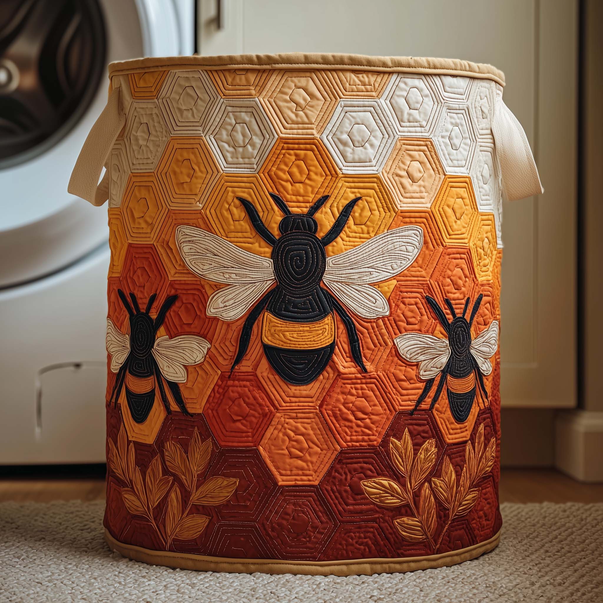 Bee Flight Quilted Laundry Basket Honeycomb Laundry Hamper Gifts Ideas For Bee Lovers
