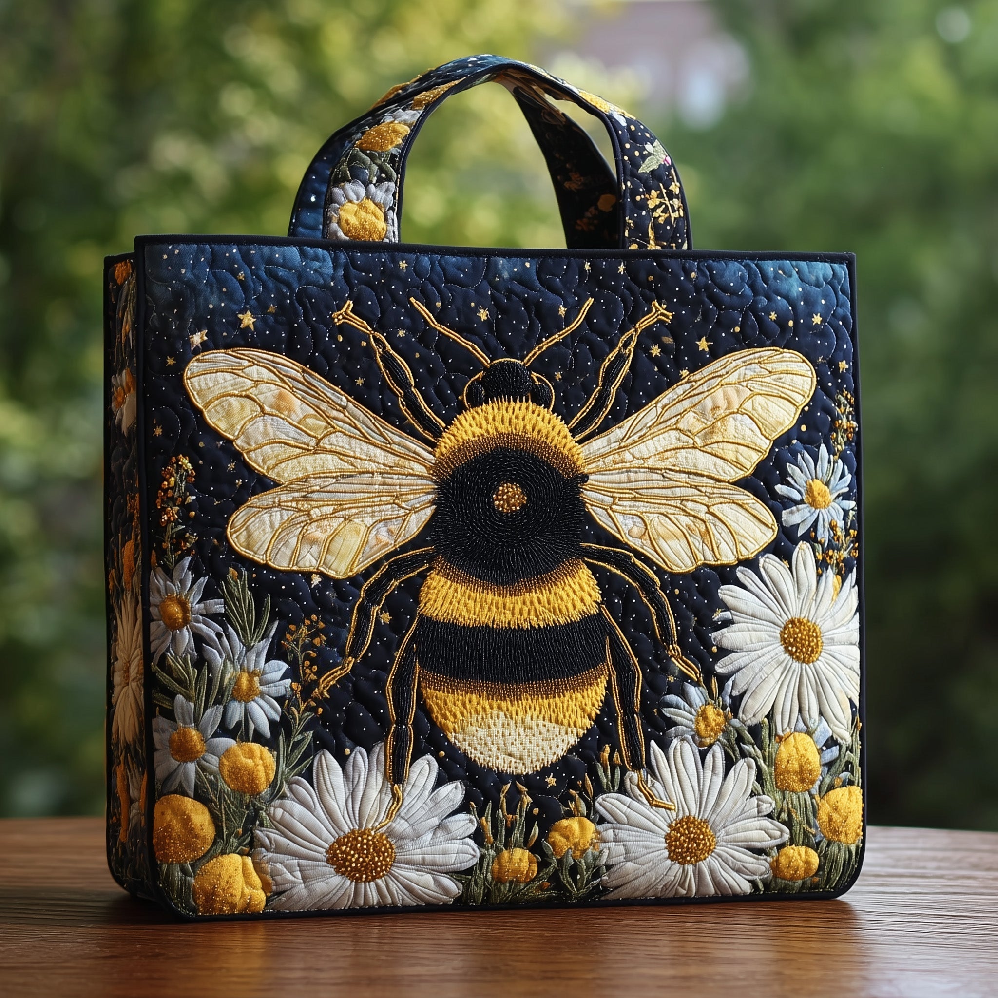 Bee Quilted Tote Bag Daisy Floral Handbag For Women Bee Birthday Gifts