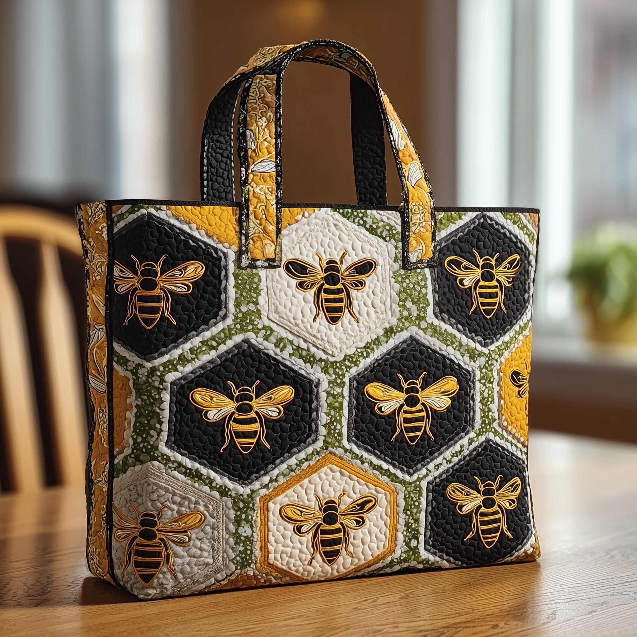 Bee Quilted Tote Bag Honeycomb Perfect Tote Bag For Women Bee Themed Presents
