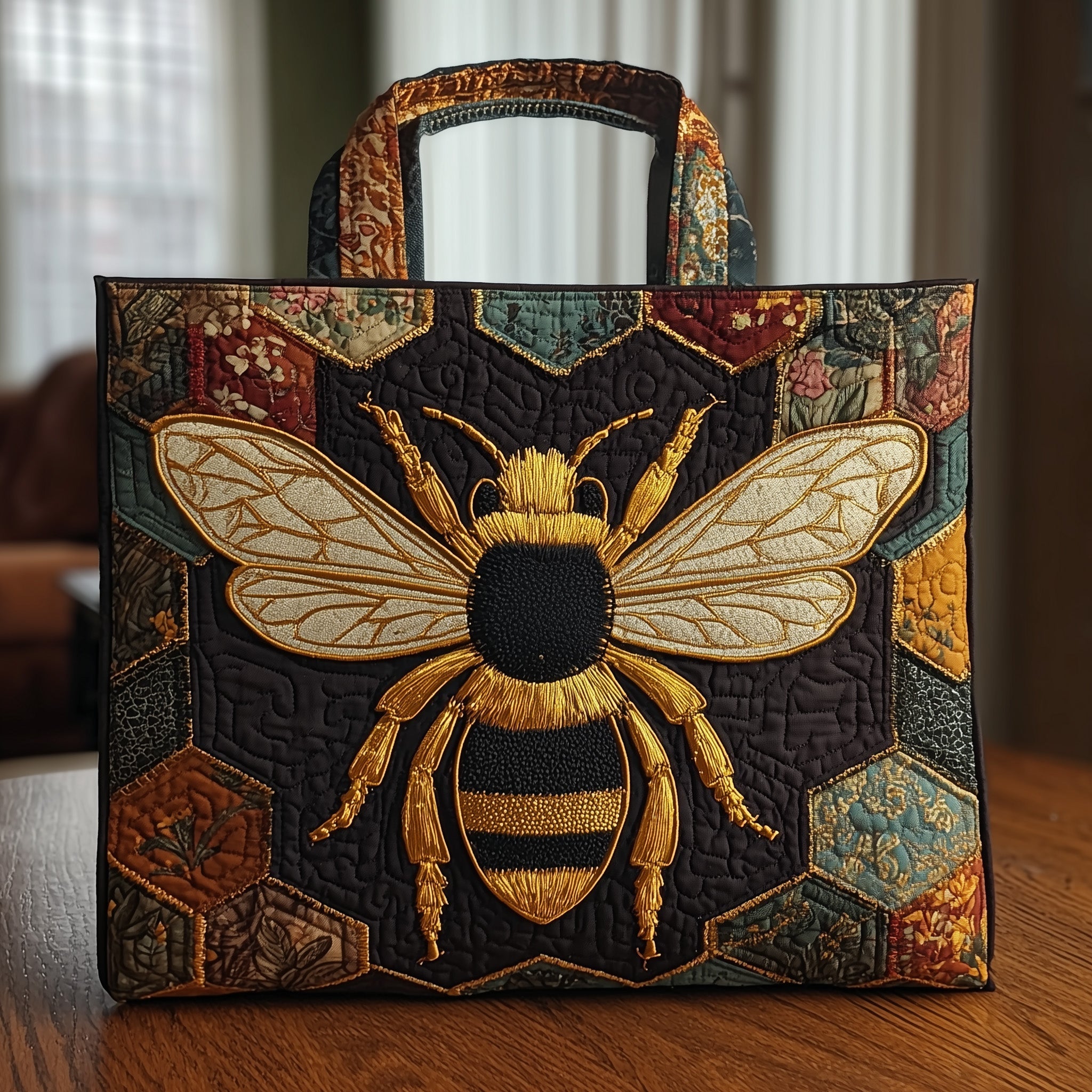 Bee Quilted Tote Bag Patchwork Tote Bag Presents For Bee Lovers For Her