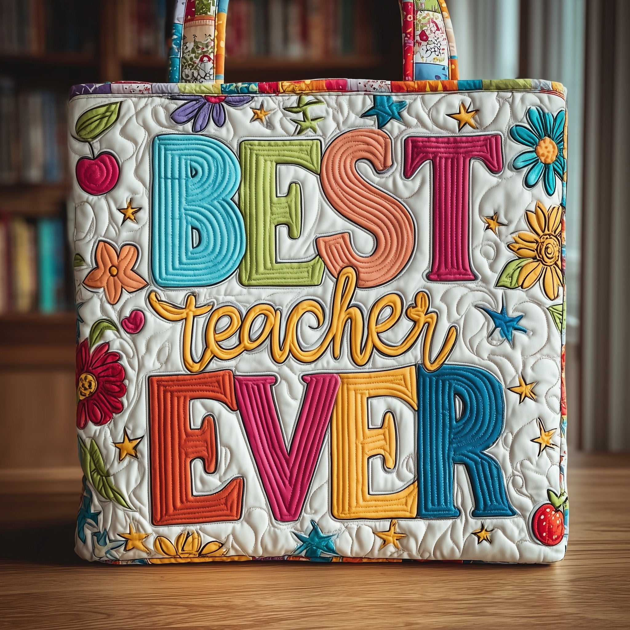 Best Teacher Ever Quilted Tote Bag Great Tote Bags Gifts For Teachers
