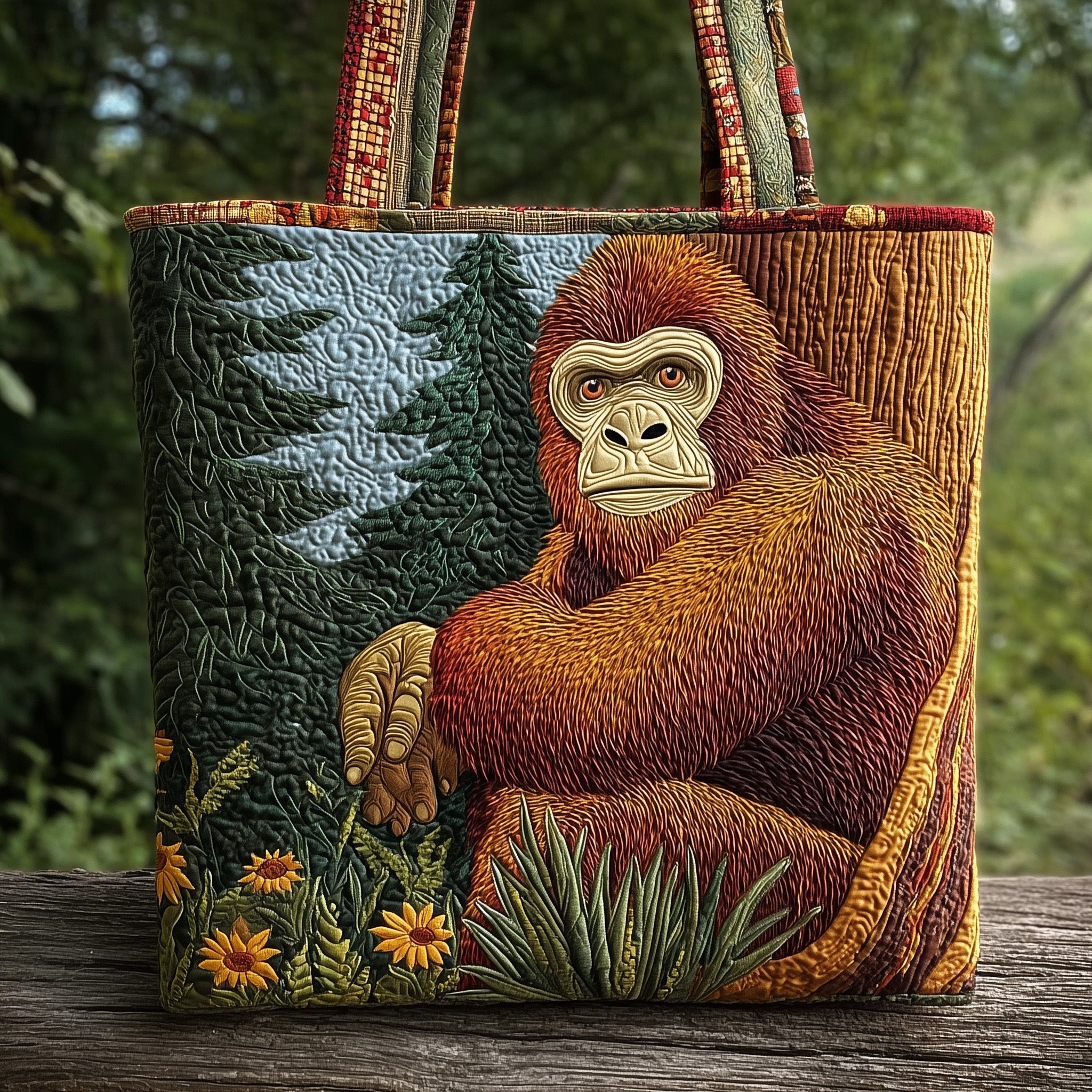 Bigfoot Quilted Tote Bag Cool Tote Bags For Women Bigfoot Gifts Items To Buy