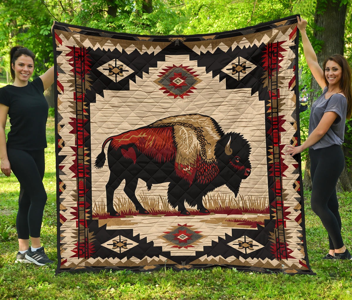 Bison Native American Quilt Blanket Southwestern Throw Blanket Gifts For Native American