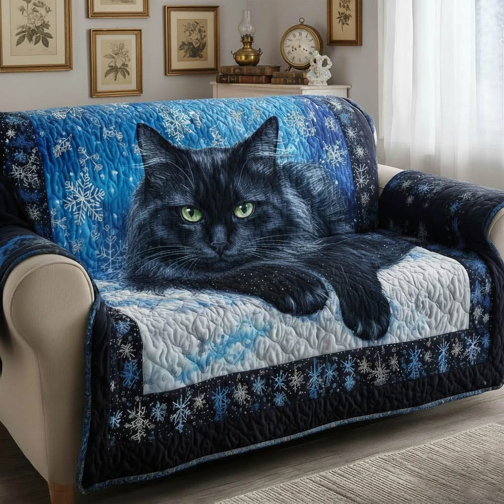 Black Cat Quilted Sofa Cover Winter Themed Covers For Sofas Cute Cat Lover Ideas For Gifts
