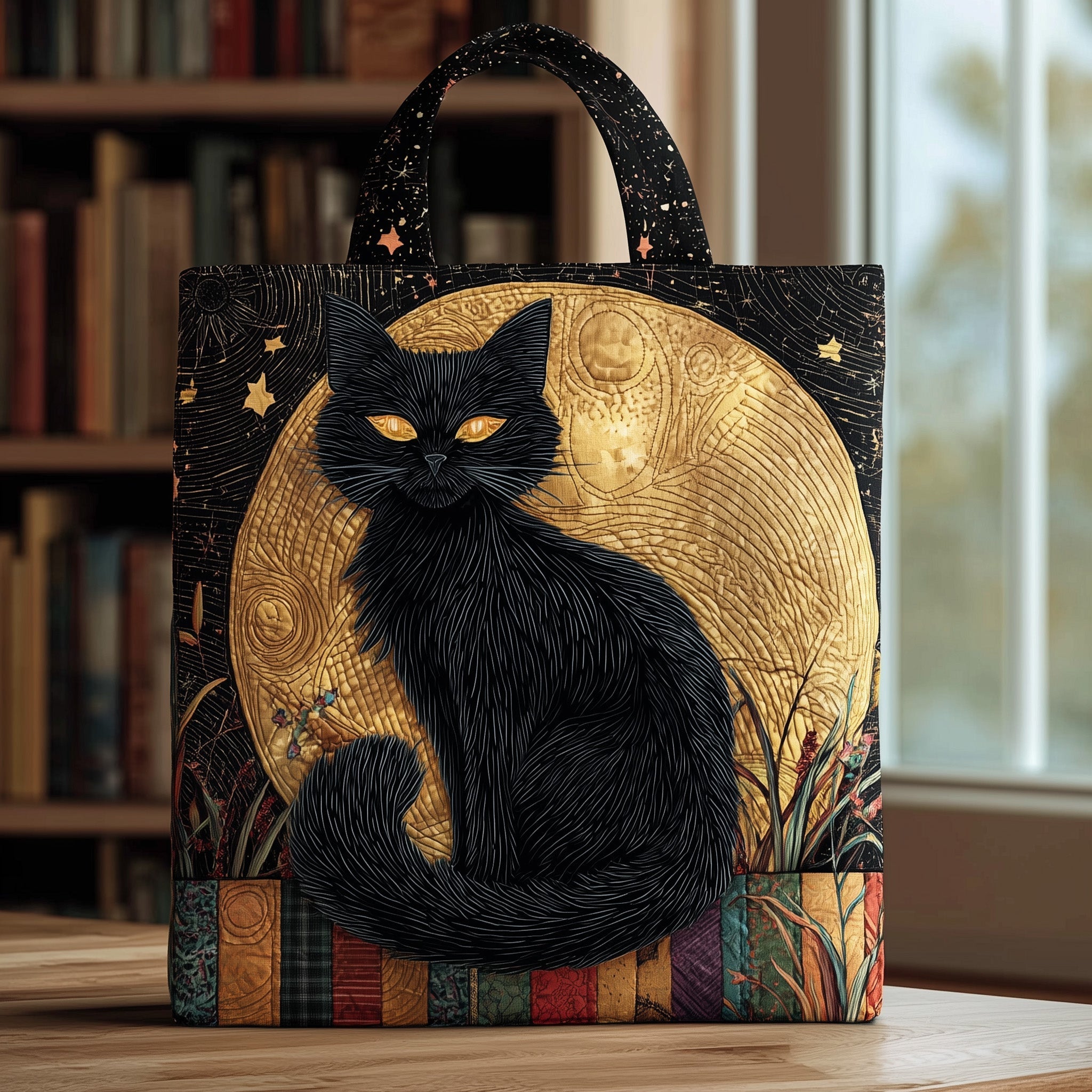 Black Cat Quilted Tote Bag Best Totes For Women Black Cat Themed Gifts