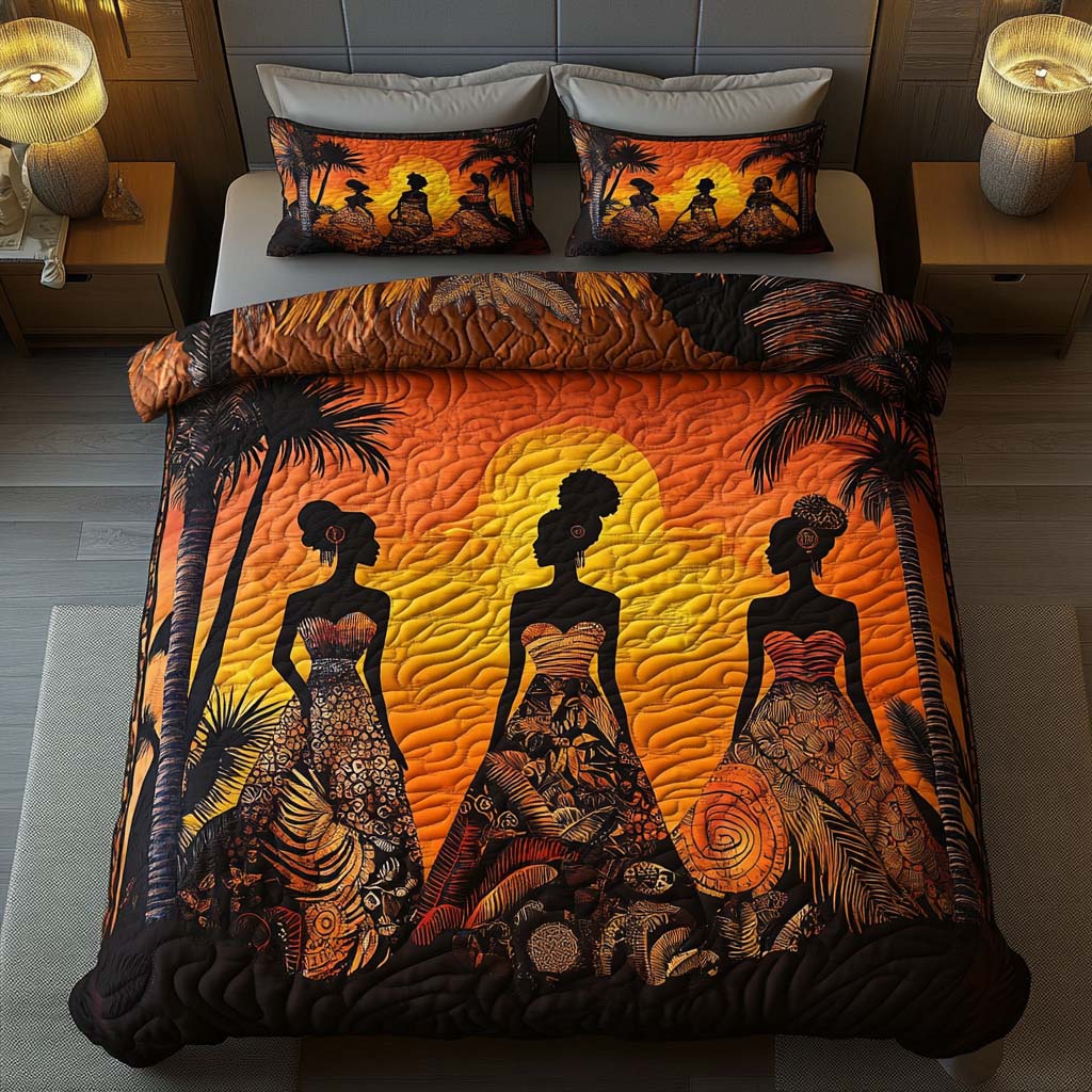 Black Girls Quilted Bedding Set Cozy Bedroom Decor African American Gifts For Her - Image 8