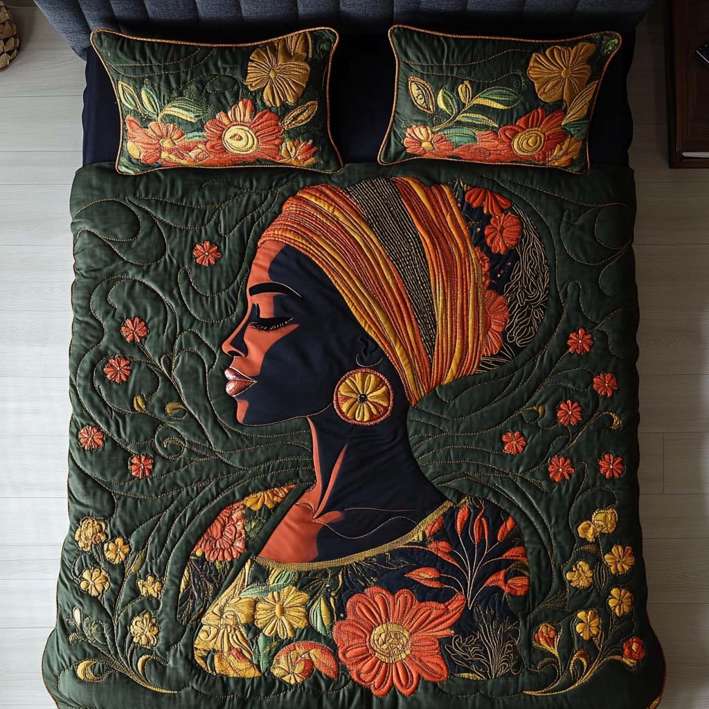 Black Girls Quilted Bedding Set Cozy Bedroom Decor African American Gifts For Her - Image 9