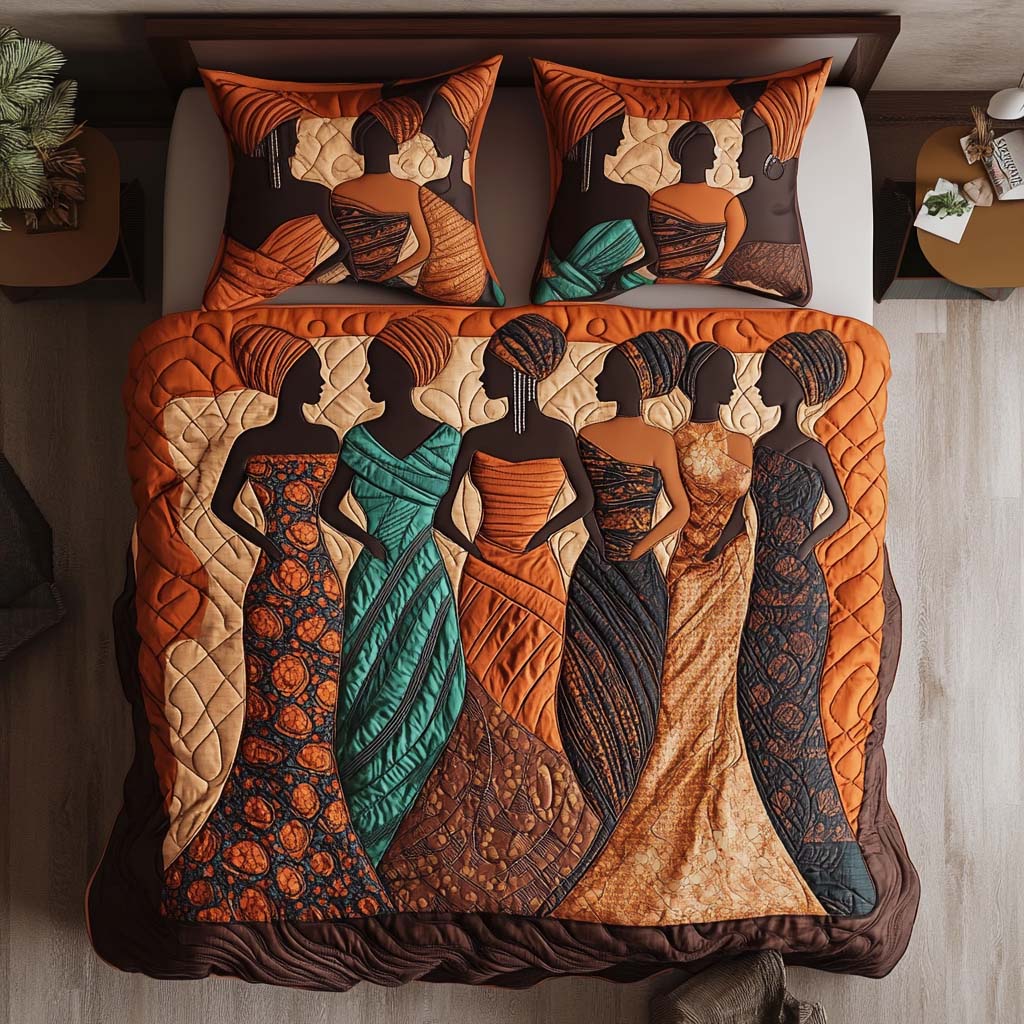 Black Girls Quilted Bedding Set Cozy Bedroom Decor African American Gifts For Her - Image 3