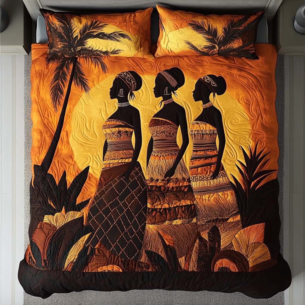 Black Girls Quilted Bedding Set Cozy Bedroom Decor African American Gifts For Her - Image 4